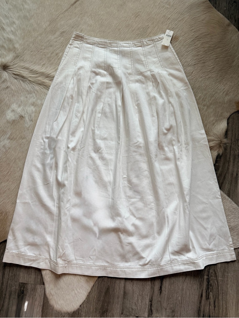 Anthropologie White Maxi Skirt with Subtle Pleats